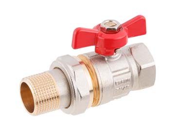 Кран шаровый 3/4" нар.-вн. бабочка со сгоном PN40, AV Engineering