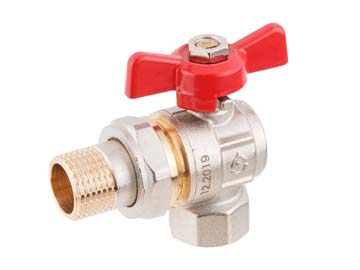 Кран шаровый угловой 1/2" нар.-вн. бабочка со сгоном PN40, AV Engineering