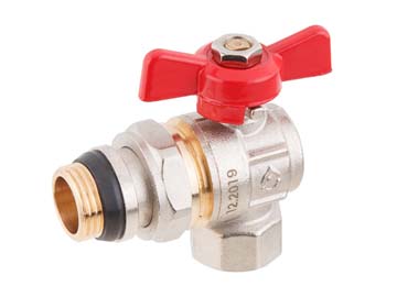 Кран шаровый угловой 3/4" нар.-вн. бабочка со сгоном PN40