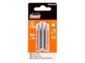 Насадка TORX T20 50мм 3шт, GEPARD GP3510-50