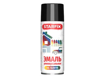 Краска-эмаль аэроз. универсальная черный глянец 520мл 9017, STARFIX