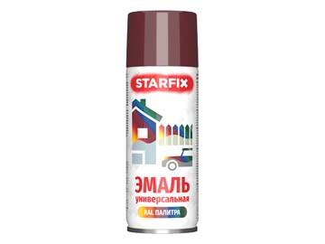 Краска-эмаль аэроз. универсальная темно-красный 520мл 3005, STARFIX