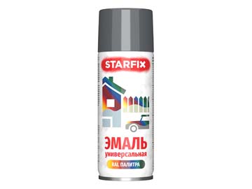 Краска-эмаль аэроз. универсальная серый STARFIX 520мл (7024) (Графитовый серый, глянцевая), Беларусь
