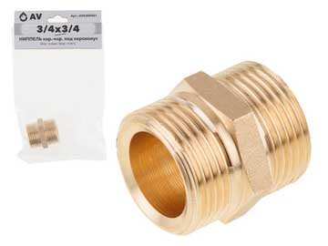 Ниппель под евроконус 3/4" нар.-нар., инд. упак., AV Engineering AVE309001