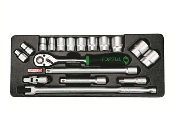 Набор-сет головок 1/2" 18предм. 6гр. 434х176мм, TOPTUL