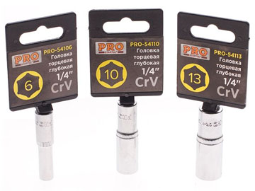 Головка 1/4" 8мм 6гр. глубокая PRO-54108, PRO STARTUL