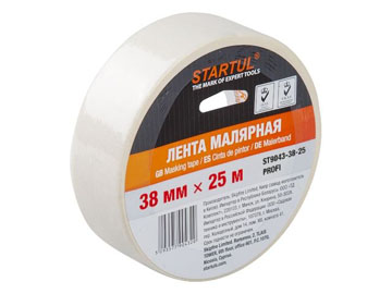 Лента малярная 38ммх25м PROFI ST9043-38-25, белая, STARTUL