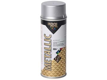 Лак на акриловой основе серебряный METALLIC SPRAY 400мл, INRAL