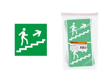 Знак "Направление к эвакуационному выходу (по лестнице направо вверх)" 150х150мм TDM, Россия SQ0817-0047